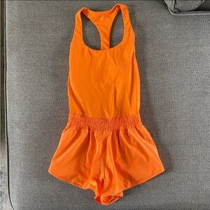 Vibrant Orange Sleeveless Romper